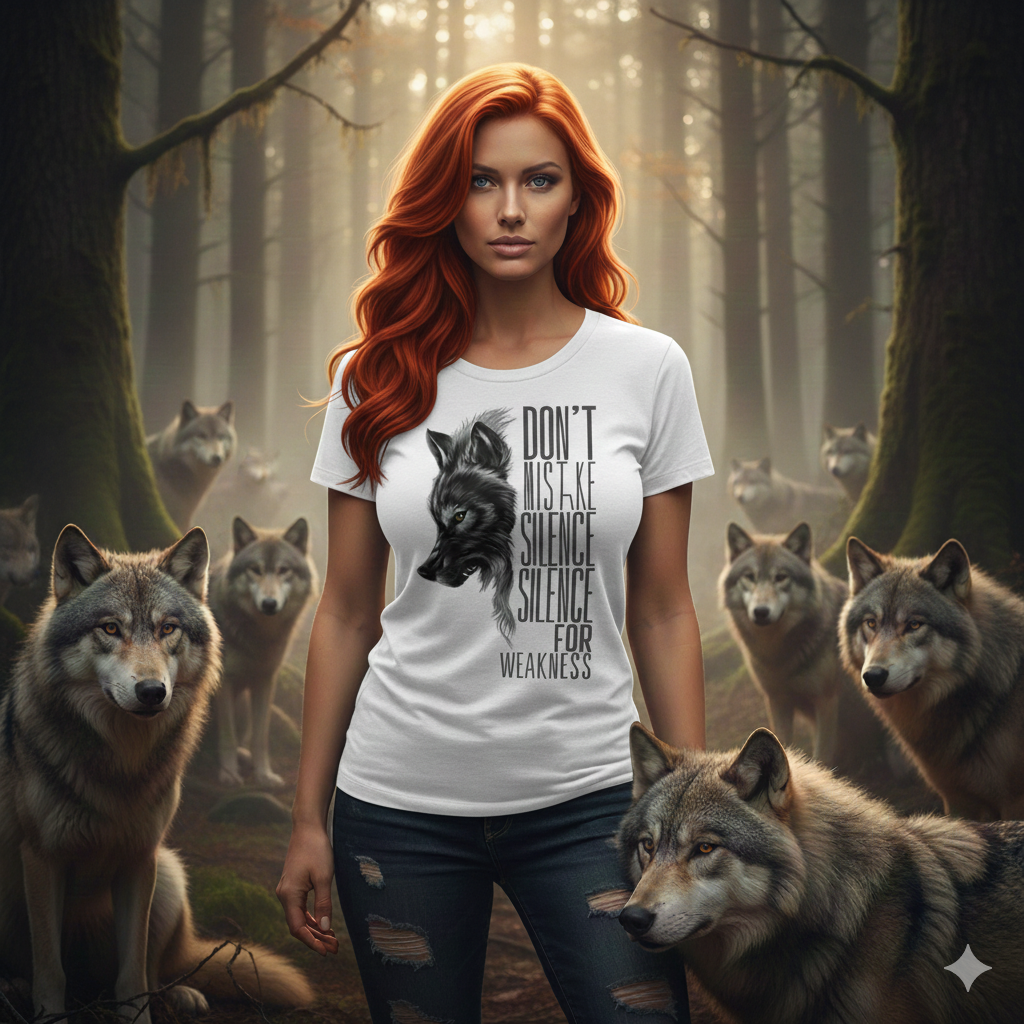 'DON'T MISTAKE SILENCE FOR WEAKNESS' WOLF DESIGN