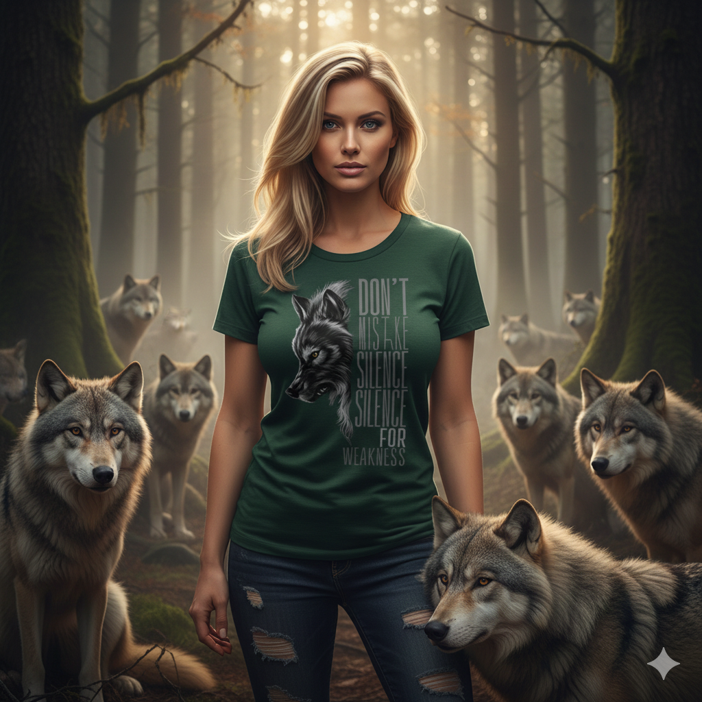 'DON'T MISTAKE SILENCE FOR WEAKNESS' WOLF DESIGN