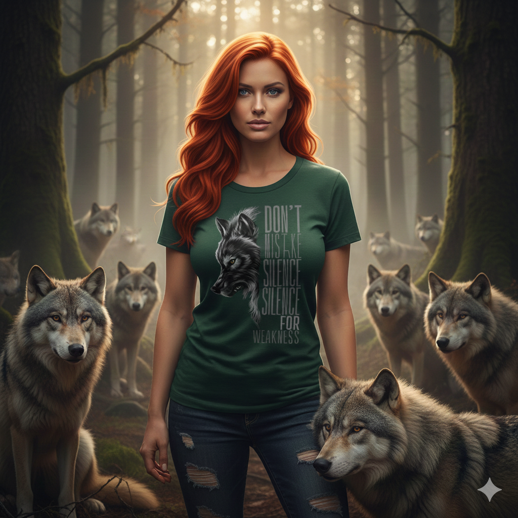 'DON'T MISTAKE SILENCE SILENCE FO WEAKNESS' WOLF DESIGN